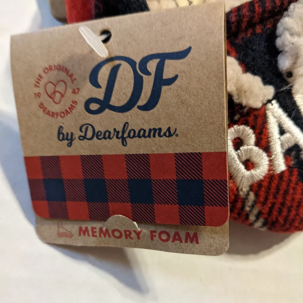 Brand New Dearfoams BABY BEAR Memory Foam Plaid Slippers Size 9-12 Months
